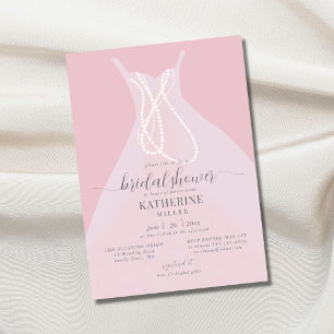 Invitación Boho Moda Elegant Vestido Perlas Ducha Nodal Rosa
