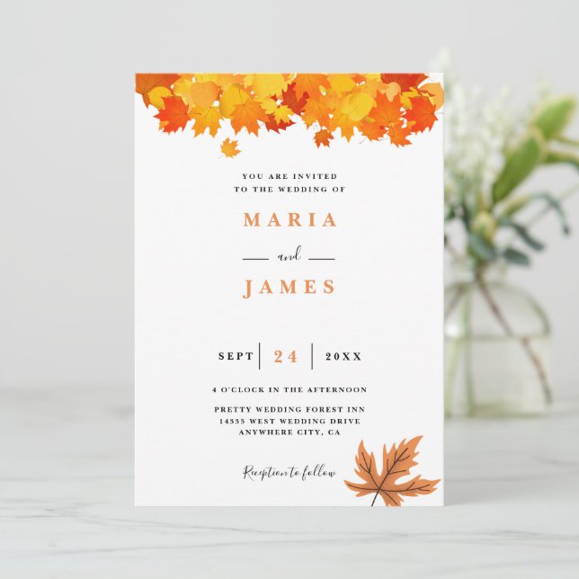 Invitación Boho Moda Fall Wedding (Anverso de pie)
