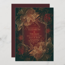 Boho Moda Floral Borgoña y Oro tema.