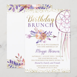Invitación Boho Moda Floral Dreamcatcher Birthday Brunch