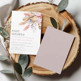 Invitación Boho Moda Floral Rosa Pampas Grass Baby Shower