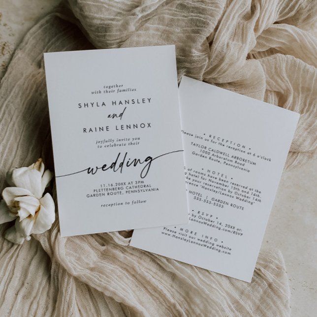 Invitación Boho Moda Frente negro y blanco y Boda posterior (Subido por el creador)