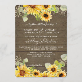 Invitación BOHO Moda Girasol Floral Eucalipto Boda de hojas