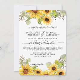 Invitación BOHO Moda Girasol Floral Eucalipto Boda de hojas