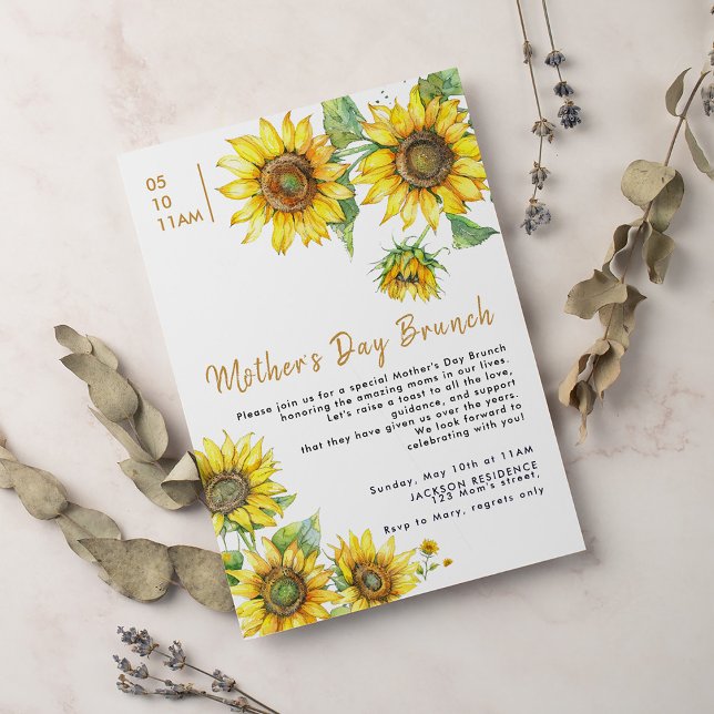 Invitación Boho Moda girasoles Día de la Madre (Subido por el creador)