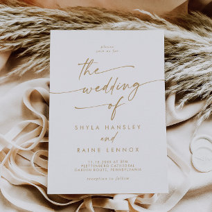 Invitación Boho Moda Gold y White El Boda de