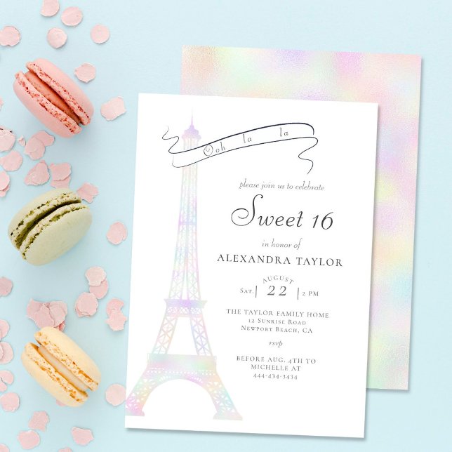 Invitación Boho Moda irlandés Torre Eiffel Paris Sweet 16 (Subido por el creador)