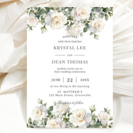 Invitación Boho Moda Ivory White Roses Boda Floral