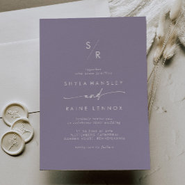 Invitación Boho Moda Lavender Boda Monograma púrpura