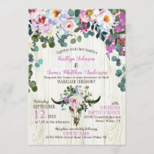 Boho Moda Longhorn Cow Skull Boda Floral