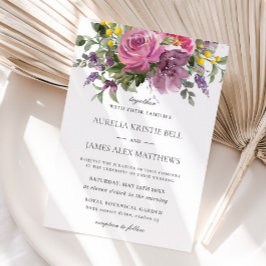 Invitación Boho Moda Magenta Boda floral morado rosa mauve