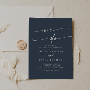 Invitación Boho Moda Marina Oscura Azul hacemos Boda