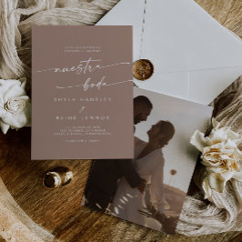 Invitación Boho Moda Neutral Taupe Foto Boda español