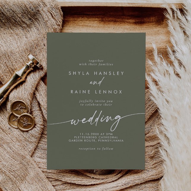 Invitación Boho Moda Olive Green Boda (Subido por el creador)