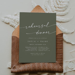 Invitación Boho Moda Olive Green Boda Ensayo Cena