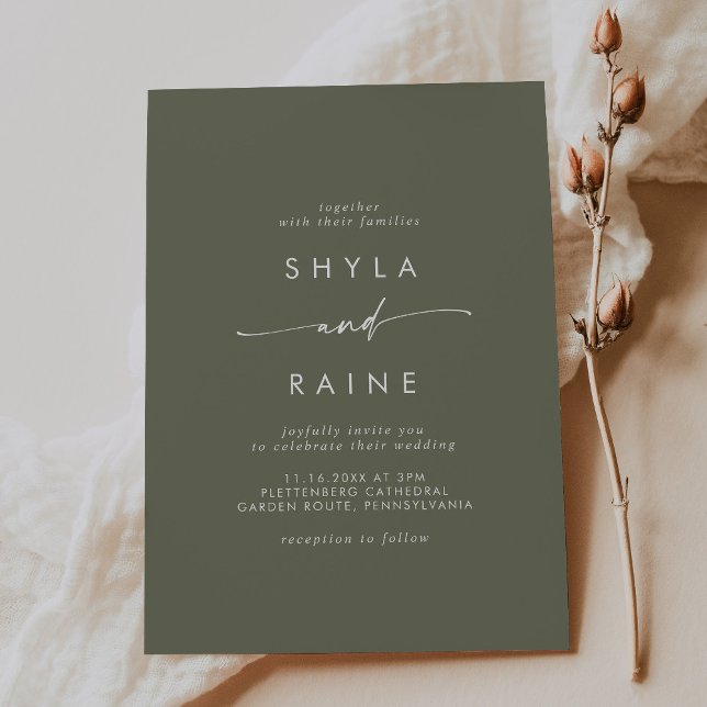 Invitación Boho Moda Olive Green Casual Boda (Subido por el creador)