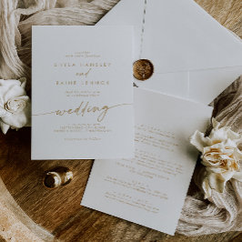 Invitación Boho Moda Oro y Frente blanco y Boda posterior