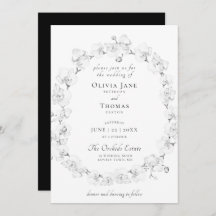 Boho Moda Orquídea Floral Flor Boda blanco negro