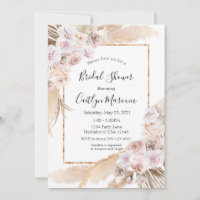 Boho moda orquídea pampas césped ducha de novia
