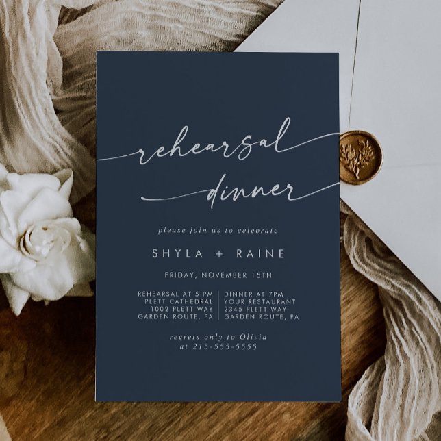 Invitación Boho Moda  Oscuro Boda azul cena (Subido por el creador)
