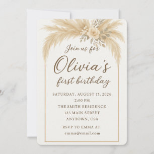 Invitación Boho Moda/Pampas Grass