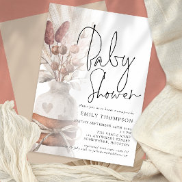 Invitación Boho Moda Pampas guión de gramático Baby Shower