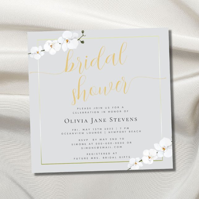 Invitación Boho Moda Pearl Gold Frame Orchids Bridal Shower (Subido por el creador)