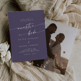 Invitación Boho Moda Plum Purple Photo Boda español