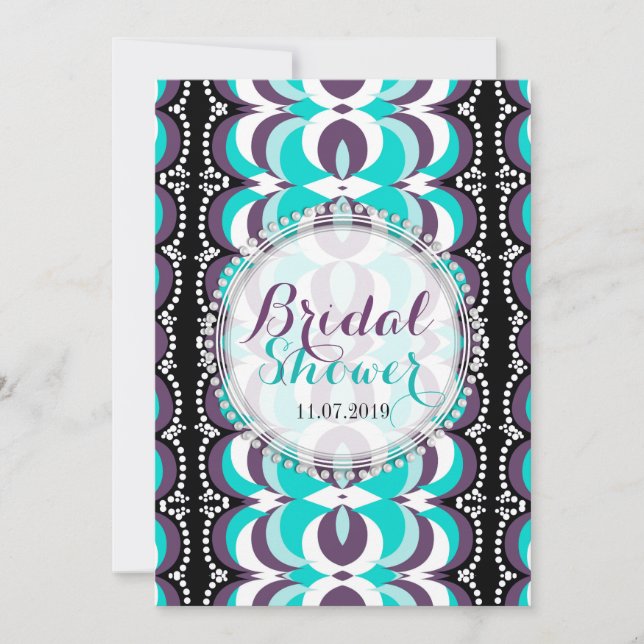 Invitación Boho Moda Purple Aqua Bridal Shower (Anverso)