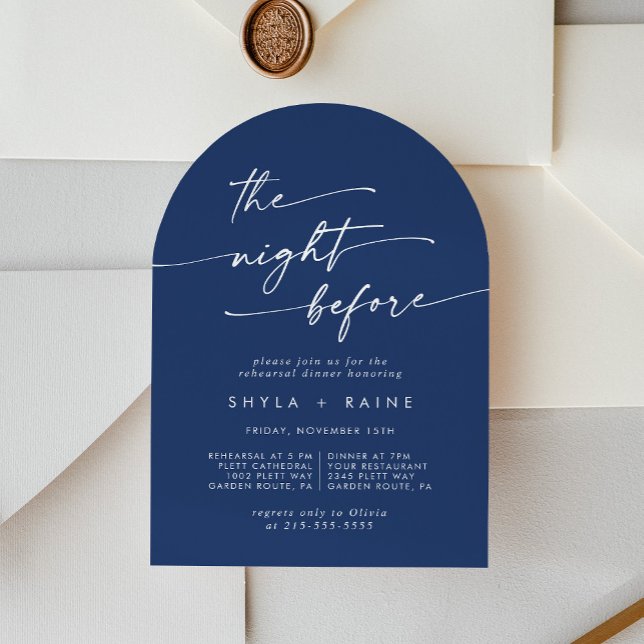 Invitación Boho Moda Real Arco Azul Ensayo Cena (Subido por el creador)