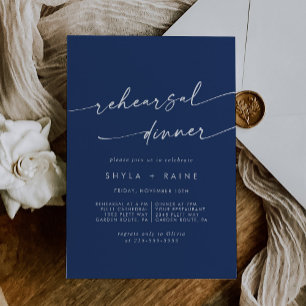 Invitación Boho Moda Real Boda Azul Ensayo Cena