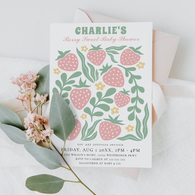 Invitación Boho Moda Retro colorida fresa Baby Shower (Subido por el creador)