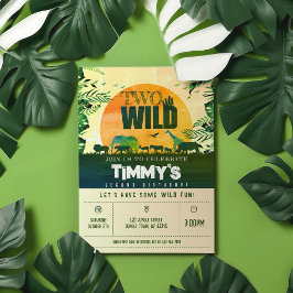 Invitación Boho Moda Safari Animales dos salvajes cumpleaños