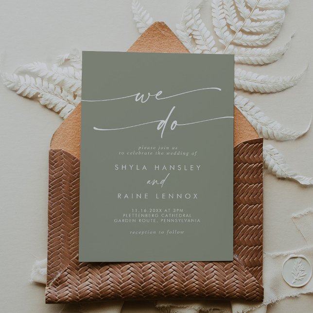 Invitación Boho Moda Sage Green Hacemos Boda (Subido por el creador)