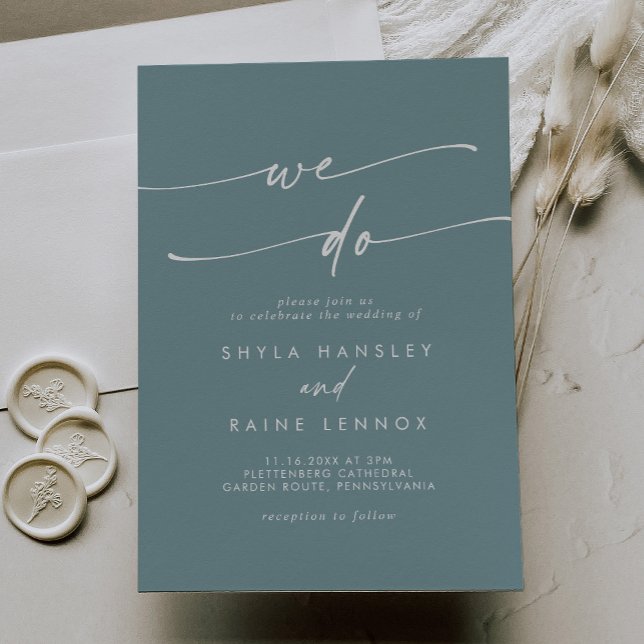 Invitación Boho Moda Seafoam Verde azulado Hacemos Boda (Subido por el creador)