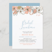 Boho Moda Spring Floral Bridal Luncheon Shower Inv