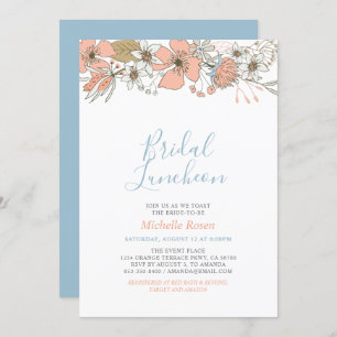 Invitación Boho Moda Spring Floral Bridal Luncheon Shower Inv