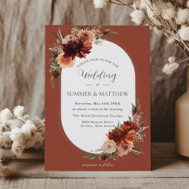 Invitación Boho Moda Terracotta Naranja quemado Boda de óxido