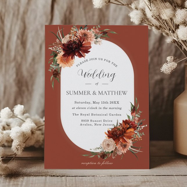 Invitación Boho Moda Terracotta Naranja quemado Boda de óxido (Subido por el creador)