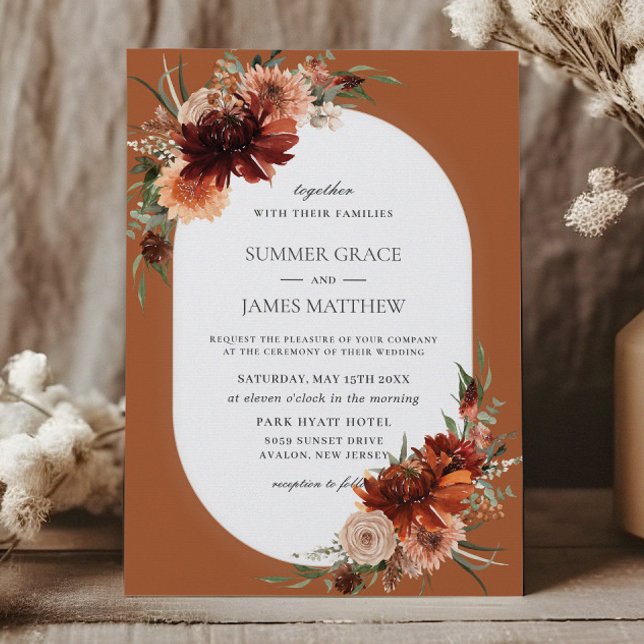 Invitación Boho Moda Terracotta Naranja quemado Boda de óxido (Subido por el creador)