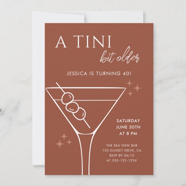 Invitación Boho Moda Terracotta Tini bit mayor 40 cumpleaños (Anverso)
