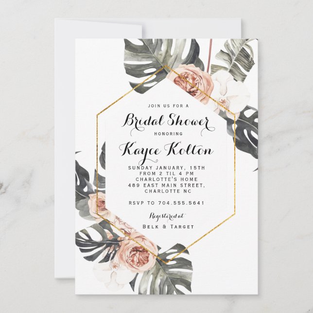 Invitación Boho Moda Tropical Bridal Shower INvitation (Anverso)