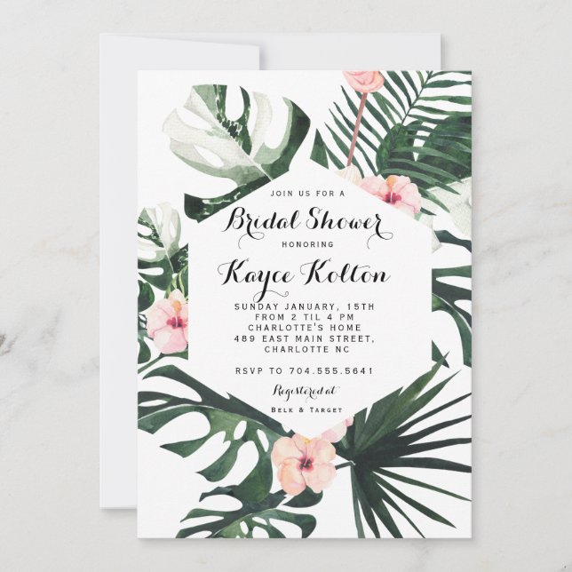Invitación Boho Moda Tropical Bridal Shower INvitation (Anverso)