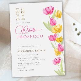 Invitación Boho Moda Tulipanes amarillos rosados Petales de o
