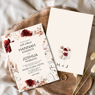 Invitación Boho Moda Wildflower Beige Boda