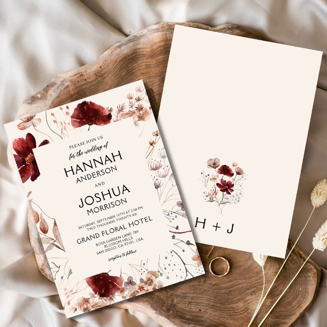 Invitación Boho Moda Wildflower Beige Boda (Subido por el creador)