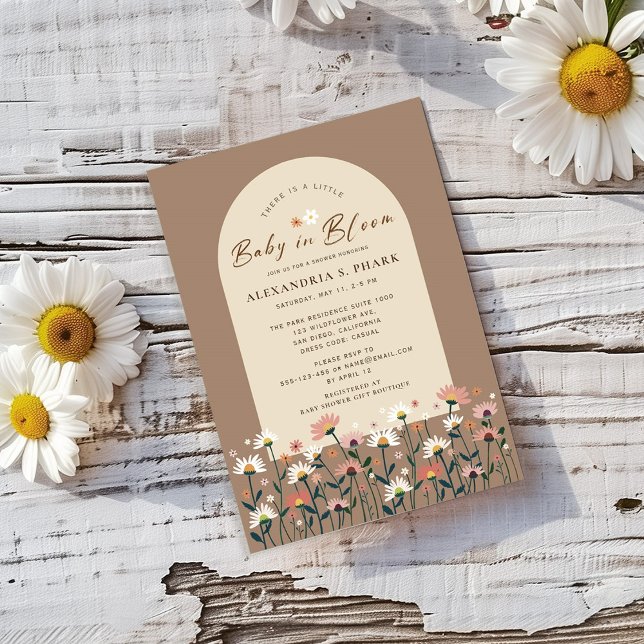 Invitación Boho Moda Wildflower Daisy Baby en una ducha de fl (Subido por el creador)