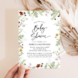 Invitación Boho Moda Wildflower Greenery Baby Shower