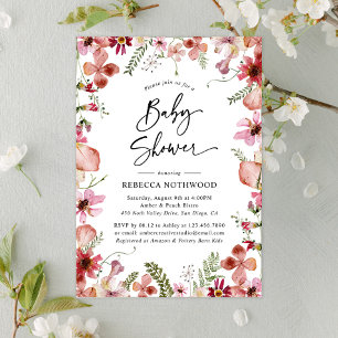 Invitación Boho Moda Wildflower Greenery Baby Shower