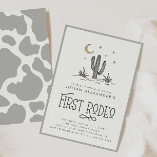 Invitación Boho Modern Boys Primer Rodeo Primer Cumpleaños